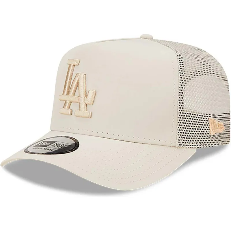 petten-gebogen-beige-snapback-a-frame-tech-ripstop-van-los-angeles-dodgers-mlb-van-new-era