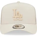 petten-gebogen-beige-snapback-a-frame-tech-ripstop-van-los-angeles-dodgers-mlb-van-new-era