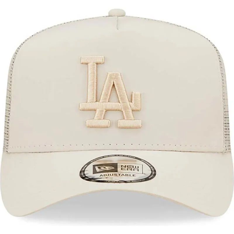 petten-gebogen-beige-snapback-a-frame-tech-ripstop-van-los-angeles-dodgers-mlb-van-new-era