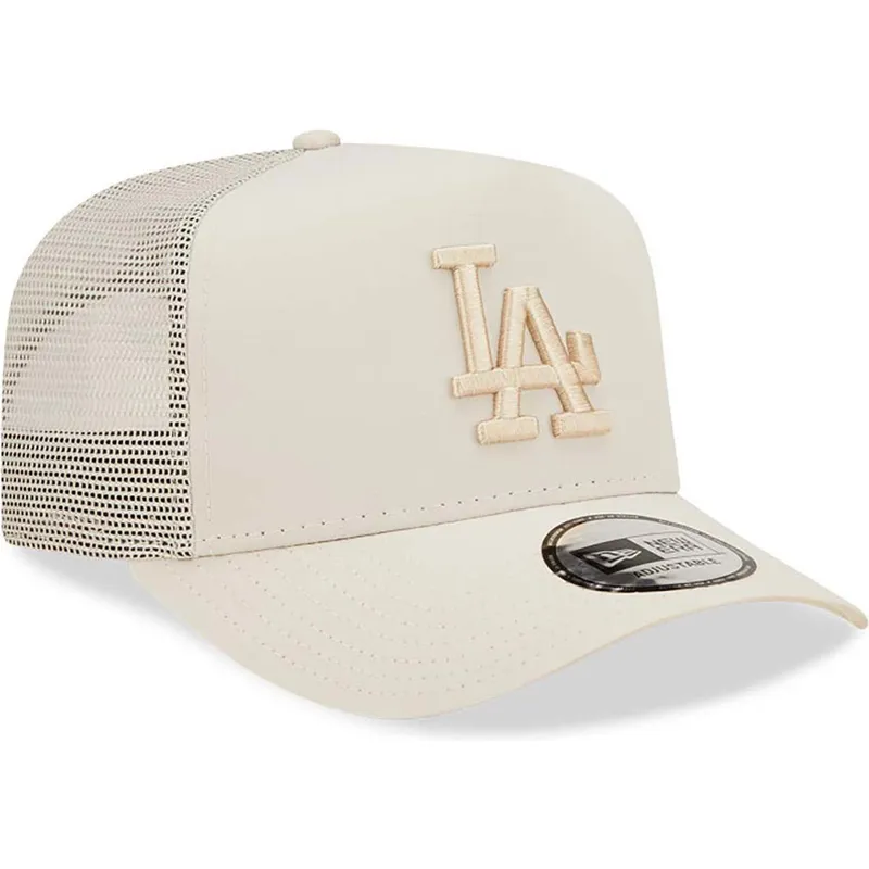 petten-gebogen-beige-snapback-a-frame-tech-ripstop-van-los-angeles-dodgers-mlb-van-new-era