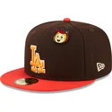 petten-plat-bruin-fitted-59fifty-the-elements-fire-pin-van-los-angeles-dodgers-mlb-van-new-era