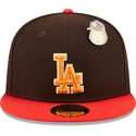 petten-plat-bruin-fitted-59fifty-the-elements-fire-pin-van-los-angeles-dodgers-mlb-van-new-era