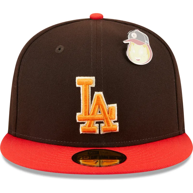 petten-plat-bruin-fitted-59fifty-the-elements-fire-pin-van-los-angeles-dodgers-mlb-van-new-era