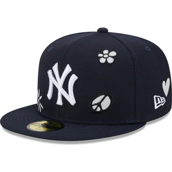 petten-plat-marineblauw-fitted-59fifty-sunlight-pop-van-new-york-yankees-mlb-van-new-era