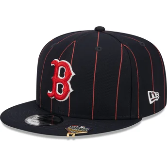 Petten plat marineblauw snapback 9FIFTY Pinstripe Visor Clip van Boston Red Sox MLB van New Era