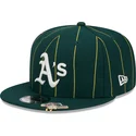 petten-plat-groen-snapback-9fifty-pinstripe-visor-clip-van-oakland-athletics-mlb-van-new-era