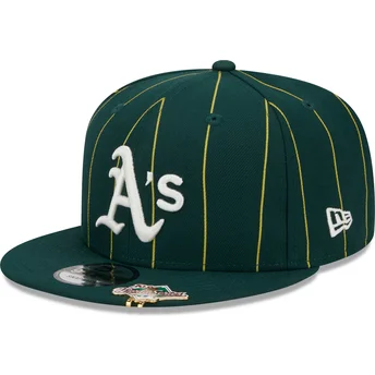 Petten plat groen snapback 9FIFTY Pinstripe Visor Clip van Oakland Athletics MLB van New Era