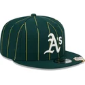 petten-plat-groen-snapback-9fifty-pinstripe-visor-clip-van-oakland-athletics-mlb-van-new-era