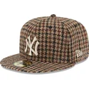 petten-plat-bruin-fitted-59fifty-harris-tweed-van-new-york-yankees-mlb-van-new-era