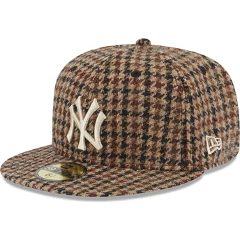 petten-plat-bruin-fitted-59fifty-harris-tweed-van-new-york-yankees-mlb-van-new-era