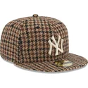 petten-plat-bruin-fitted-59fifty-harris-tweed-van-new-york-yankees-mlb-van-new-era
