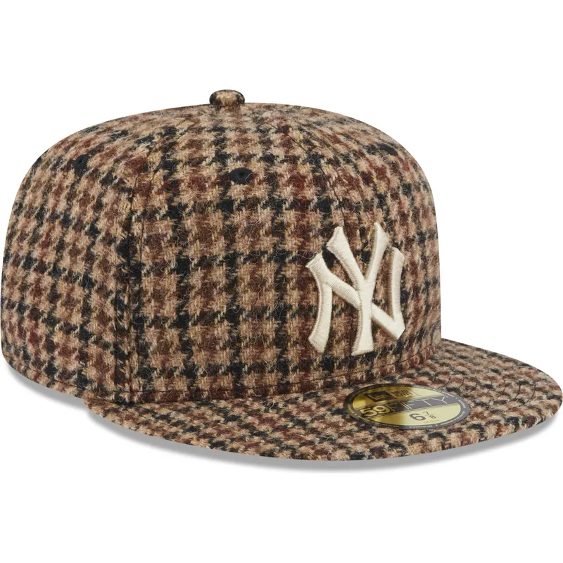 petten-plat-bruin-fitted-59fifty-harris-tweed-van-new-york-yankees-mlb-van-new-era