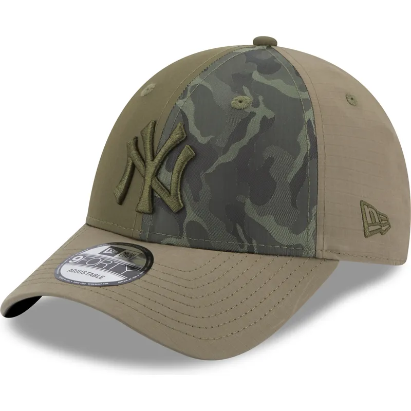 petten-gebogen-groen-verstelbaar-9forty-multi-texture-van-new-york-yankees-mlb-van-new-era
