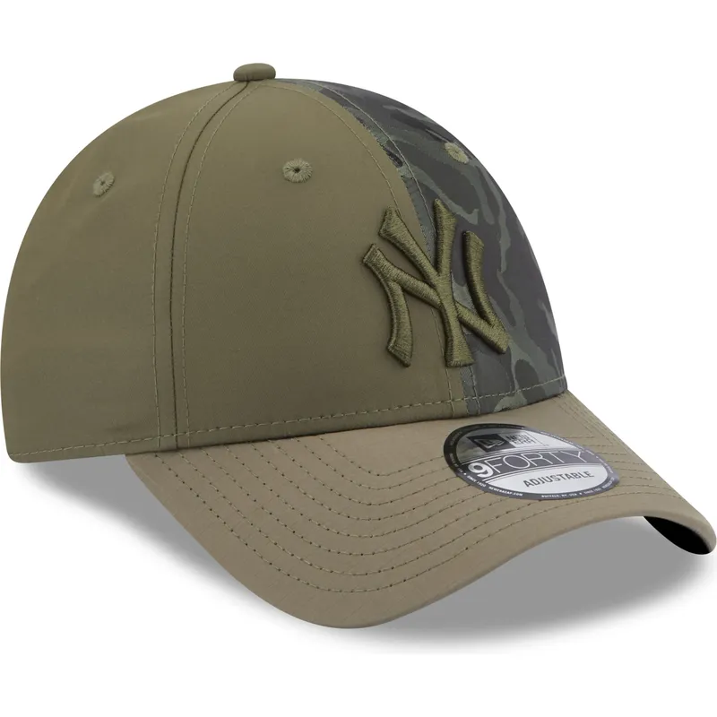 petten-gebogen-groen-verstelbaar-9forty-multi-texture-van-new-york-yankees-mlb-van-new-era