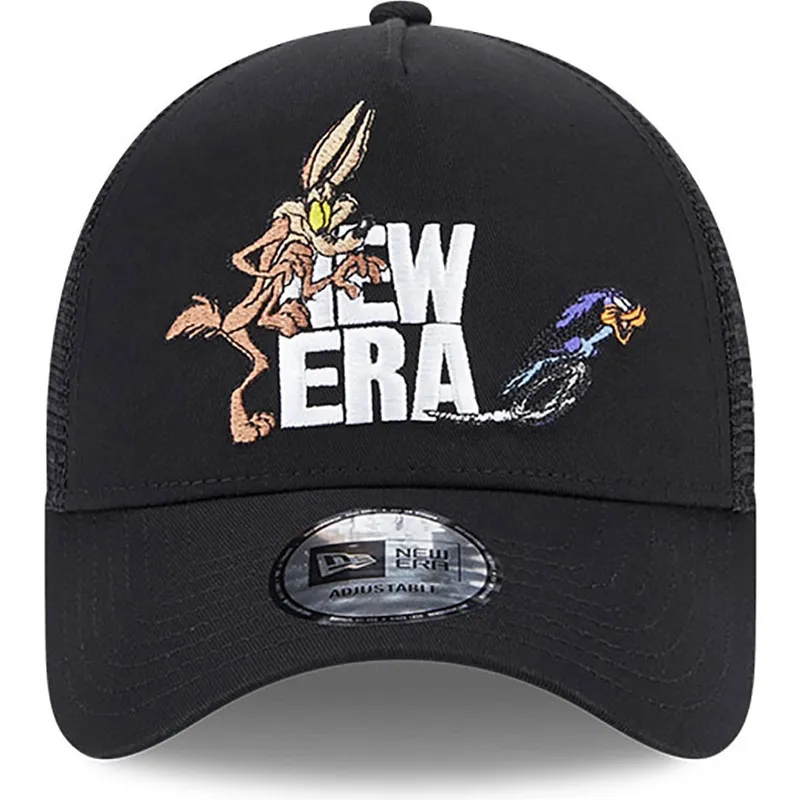 petten-gebogen-zwart-snapback-a-frame-van-coyote-y-correcaminos-looney-tunes-van-new-era