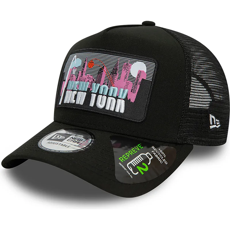 petten-gebogen-zwart-snapback-a-frame-repreve-license-plate-van-new-york-van-new-era