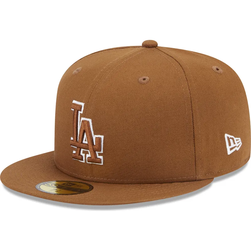 petten-plat-bruin-fitted-59fifty-team-outline-van-los-angeles-dodgers-mlb-van-new-era