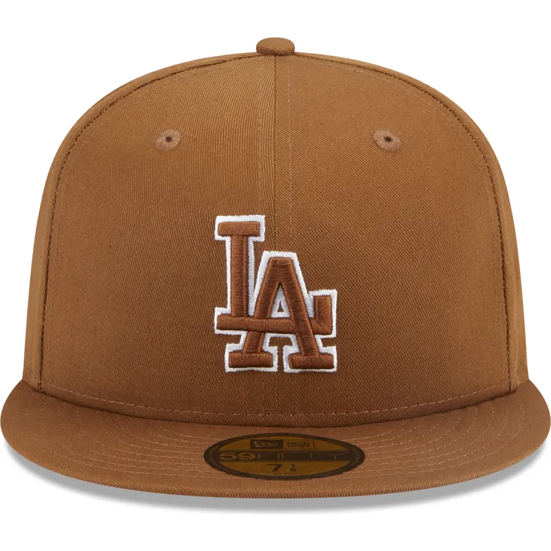 petten-plat-bruin-fitted-59fifty-team-outline-van-los-angeles-dodgers-mlb-van-new-era
