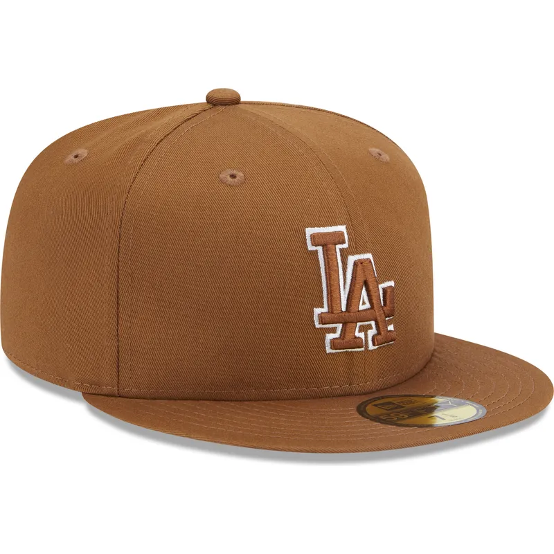 petten-plat-bruin-fitted-59fifty-team-outline-van-los-angeles-dodgers-mlb-van-new-era