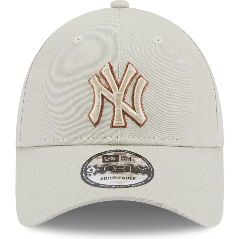 petten-gebogen-beige-verstelbaar-9forty-team-outline-van-new-york-yankees-mlb-van-new-era