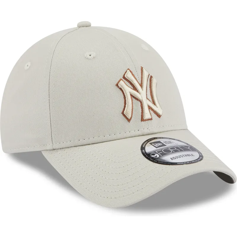 petten-gebogen-beige-verstelbaar-9forty-team-outline-van-new-york-yankees-mlb-van-new-era
