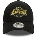 petten-gebogen-zwart-verstelbaar-9forty-metallic-badge-van-los-angeles-lakers-nba-van-new-era