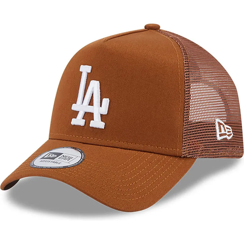 petten-gebogen-bruin-snapback-a-frame-league-essential-van-los-angeles-dodgers-mlb-van-new-era