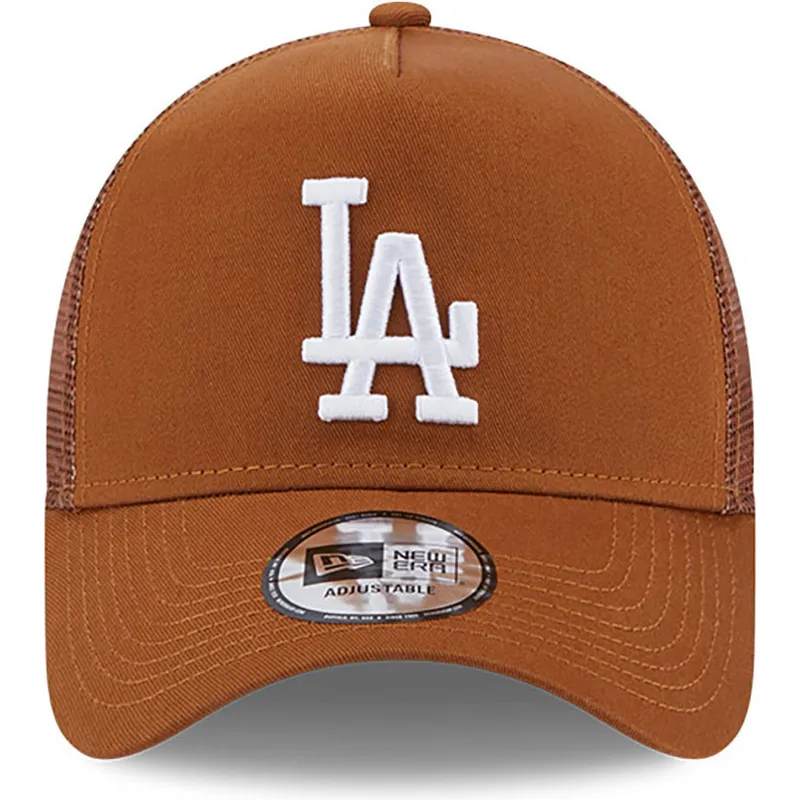 petten-gebogen-bruin-snapback-a-frame-league-essential-van-los-angeles-dodgers-mlb-van-new-era