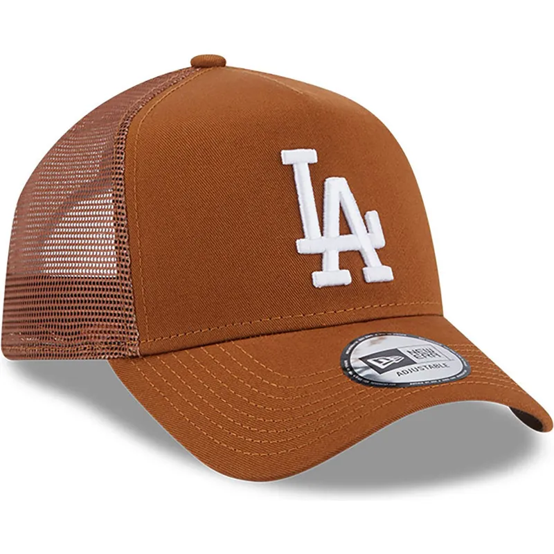 petten-gebogen-bruin-snapback-a-frame-league-essential-van-los-angeles-dodgers-mlb-van-new-era