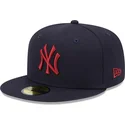 petten-plat-marineblauw-fitted-59fifty-league-essential-van-new-york-yankees-mlb-van-new-era