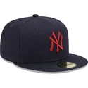 petten-plat-marineblauw-fitted-59fifty-league-essential-van-new-york-yankees-mlb-van-new-era