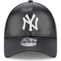 petten-gebogen-zwart-verstelbaar-9forty-leather-van-new-york-yankees-mlb-van-new-era