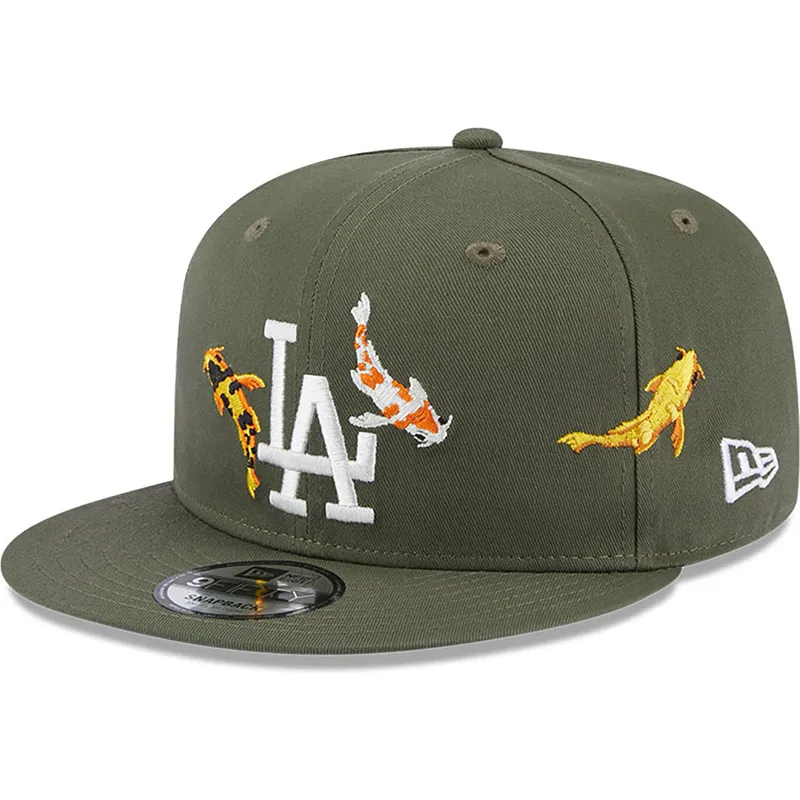 petten-plat-groen-snapback-9fifty-koi-fish-van-los-angeles-dodgers-mlb-van-new-era