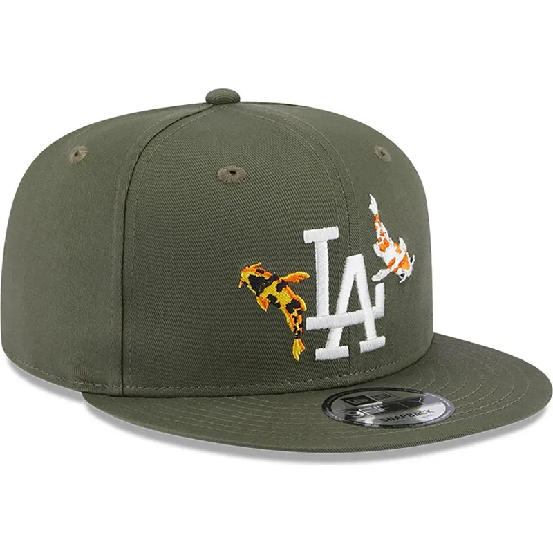 petten-plat-groen-snapback-9fifty-koi-fish-van-los-angeles-dodgers-mlb-van-new-era