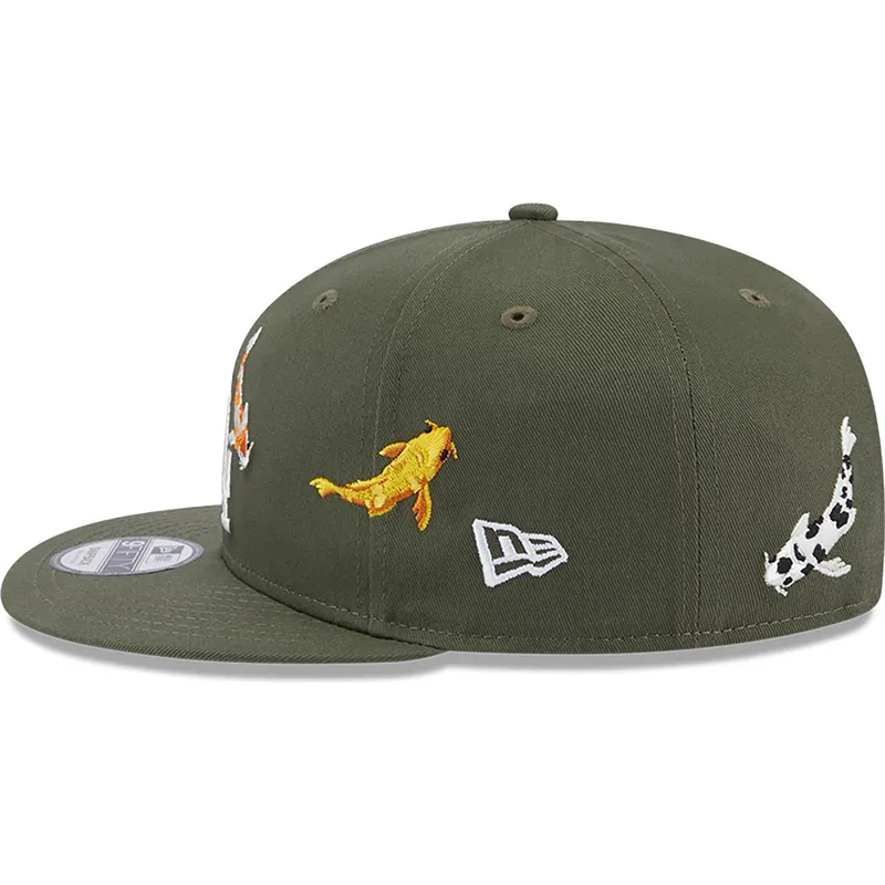 petten-plat-groen-snapback-9fifty-koi-fish-van-los-angeles-dodgers-mlb-van-new-era