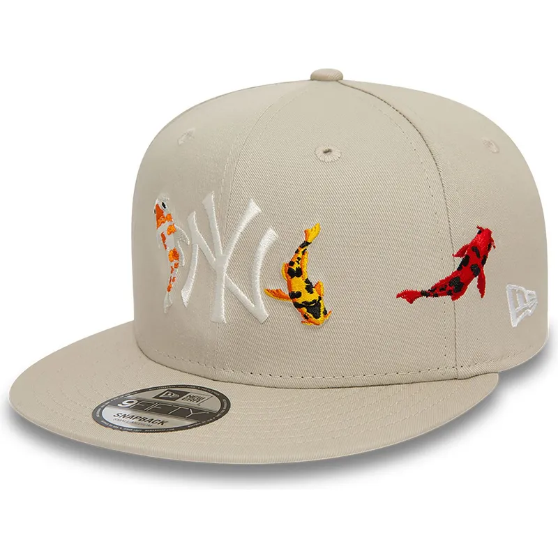 petten-plat-beige-snapback-9fifty-koi-fish-van-new-york-yankees-mlb-van-new-era