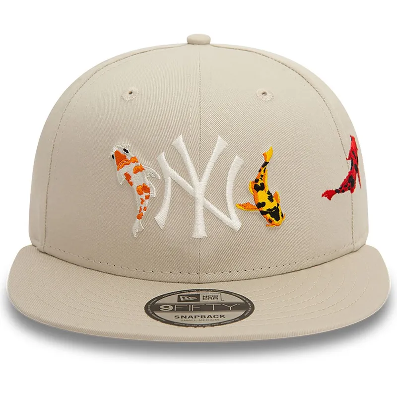 petten-plat-beige-snapback-9fifty-koi-fish-van-new-york-yankees-mlb-van-new-era