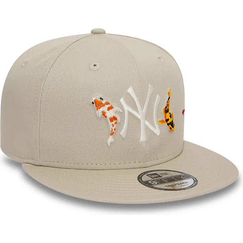 petten-plat-beige-snapback-9fifty-koi-fish-van-new-york-yankees-mlb-van-new-era