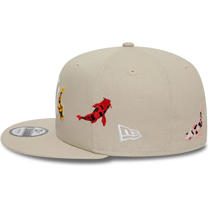petten-plat-beige-snapback-9fifty-koi-fish-van-new-york-yankees-mlb-van-new-era