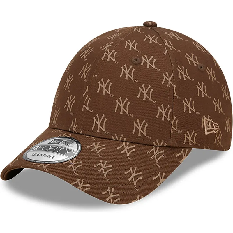 petten-gebogen-bruin-verstelbaar-9forty-monogram-van-new-york-yankees-mlb-van-new-era