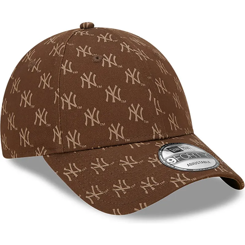 petten-gebogen-bruin-verstelbaar-9forty-monogram-van-new-york-yankees-mlb-van-new-era