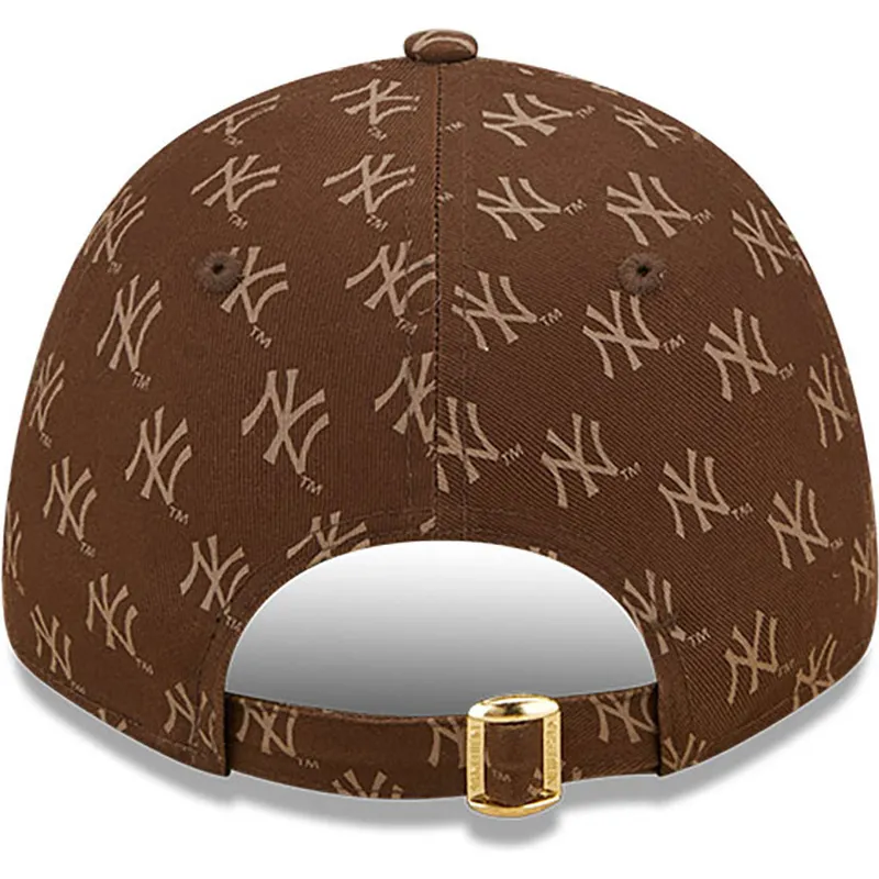 petten-gebogen-bruin-verstelbaar-9forty-monogram-van-new-york-yankees-mlb-van-new-era