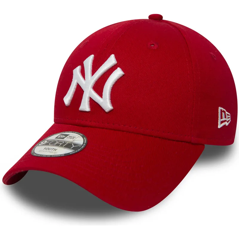 petten-gebogen-rood-verstelbaar-voor-kinderen-9forty-essential-van-new-york-yankees-mlb-van-new-era