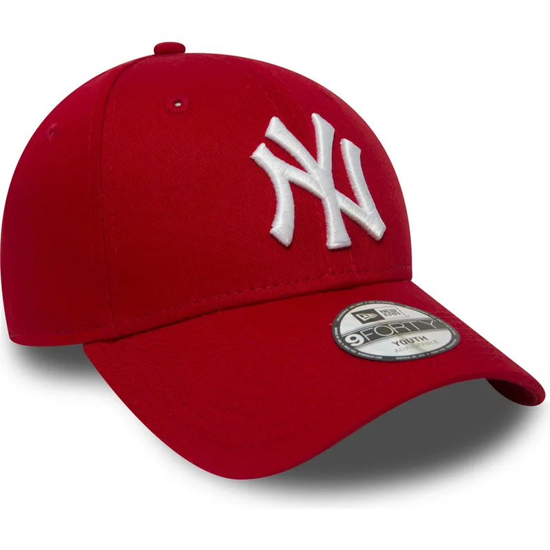 petten-gebogen-rood-verstelbaar-voor-kinderen-9forty-essential-van-new-york-yankees-mlb-van-new-era