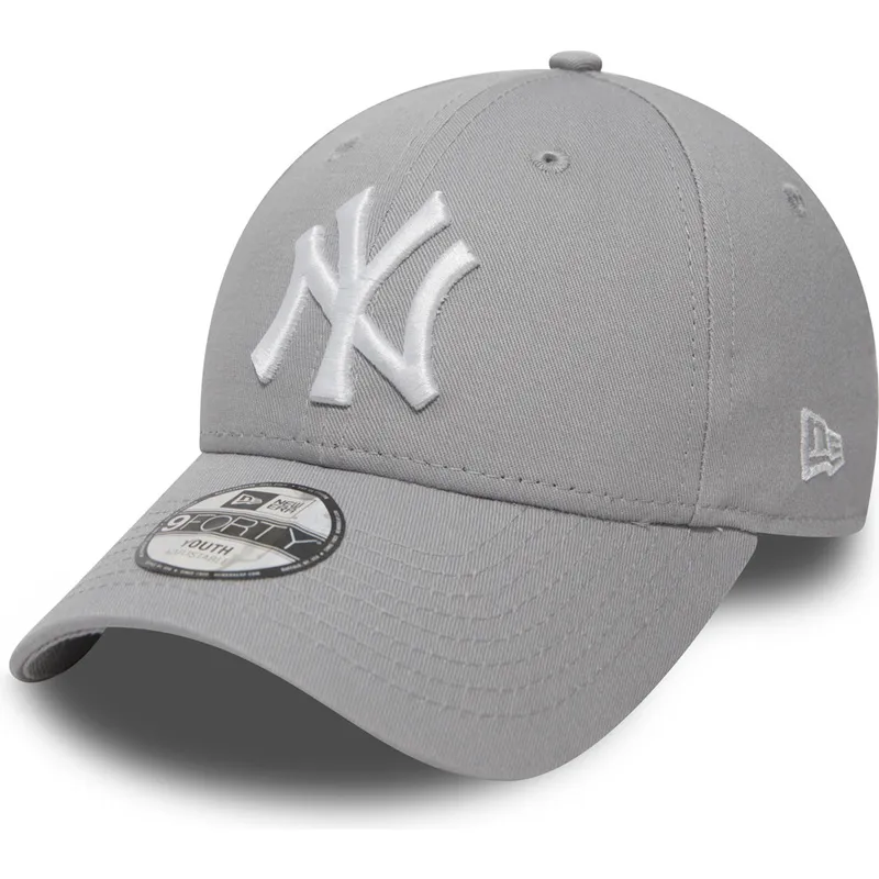 petten-gebogen-grijs-verstelbaar-voor-kinderen-9forty-essential-van-new-york-yankees-mlb-van-new-era