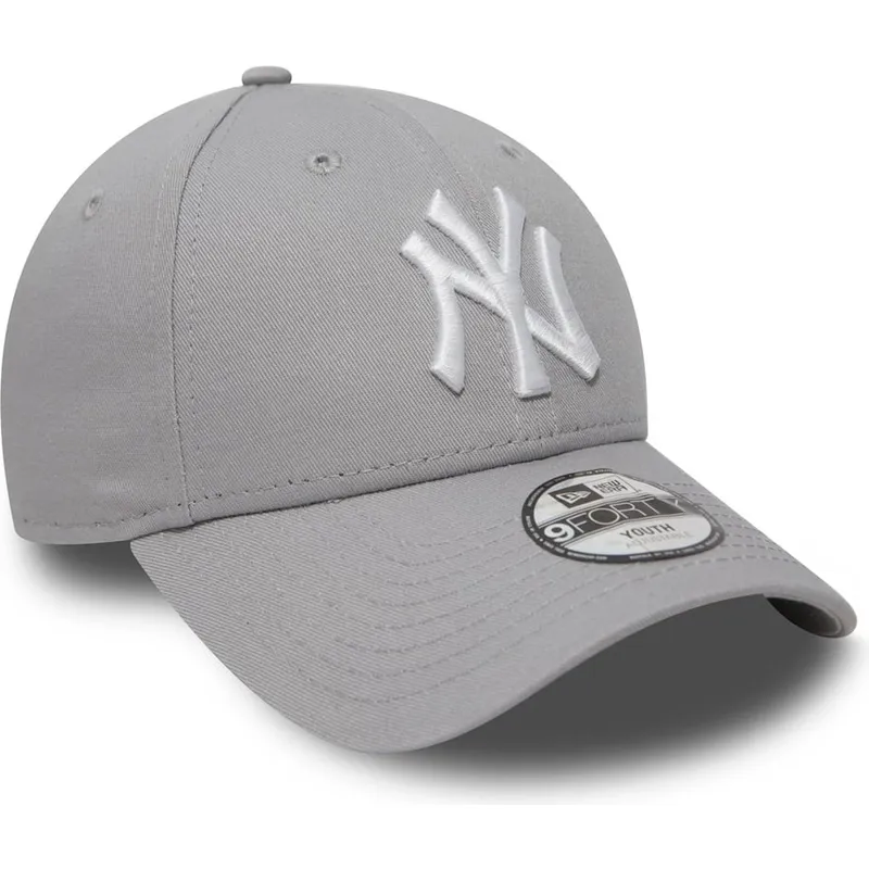 petten-gebogen-grijs-verstelbaar-voor-kinderen-9forty-essential-van-new-york-yankees-mlb-van-new-era