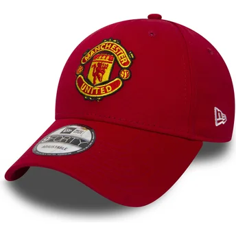 Petten gebogen rood verstelbaar 9FORTY Essential van Manchester United Football Club Premier League van New Era