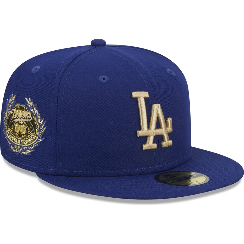 petten-plat-blauw-fitted-59fifty-laurel-sidepatch-van-los-angeles-dodgers-mlb-van-new-era