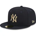 petten-plat-marineblauw-fitted-59fifty-laurel-sidepatch-van-new-york-yankees-mlb-van-new-era