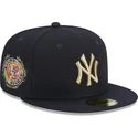 petten-plat-marineblauw-fitted-59fifty-laurel-sidepatch-van-new-york-yankees-mlb-van-new-era